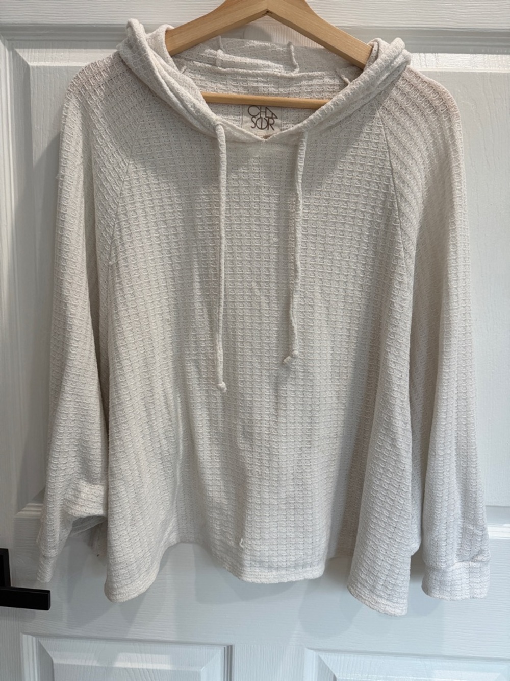 Chaser Cream Waffle Knit Hooded Sweater